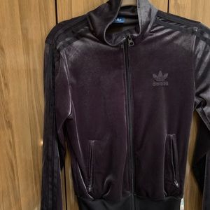 Blue velvet adidas zip up sweatshirt